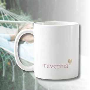 Dusty Rose Personalized Name Gold Leopard Heart Coffee Mug
