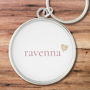 Dusty Rose Personalized Name Gold Leopard Heart Keychain
