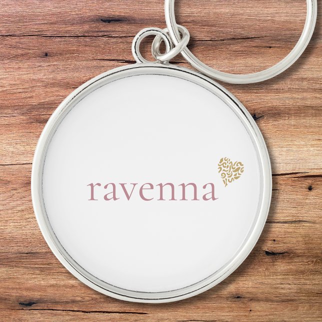 Dusty Rose Personalized Name Gold Leopard Heart Keychain (Creator Uploaded)