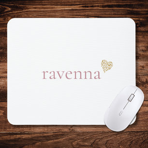 Dusty Rose Personalized Name Gold Leopard Heart Mouse Pad