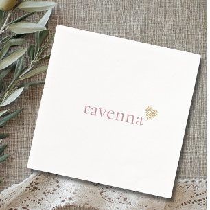 Dusty Rose Personalized Name Gold Leopard Heart Napkin