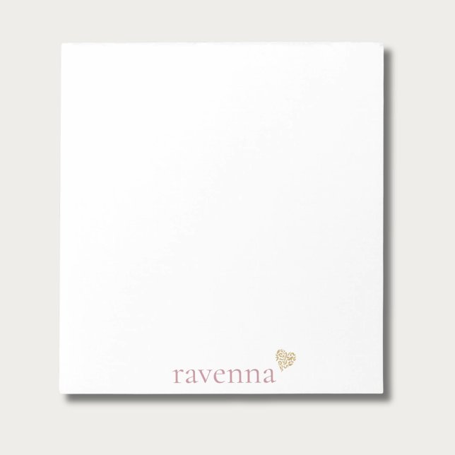 Dusty Rose Personalized Name Gold Leopard Heart Notepad (Creator Uploaded)