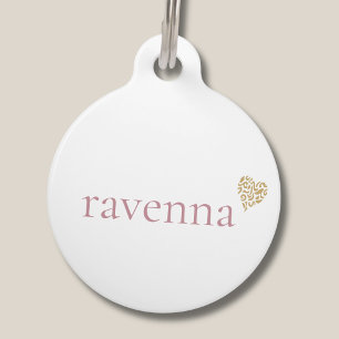 Dusty Rose Personalized Name Gold Leopard Heart Pet Tag