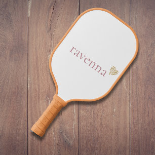 Dusty Rose Personalized Name Gold Leopard Heart Pickleball Paddle
