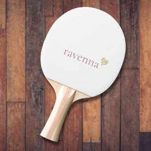 Dusty Rose Personalized Name Gold Leopard Heart Ping Pong Paddle