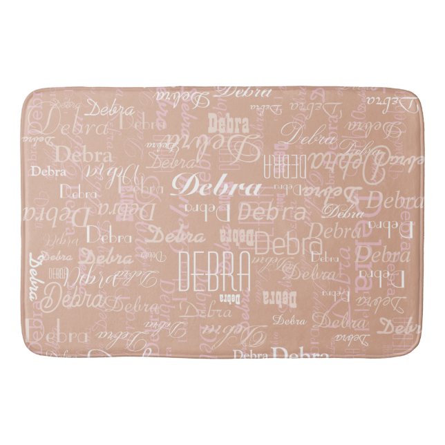 Dusty Rose Personalized Names Bath Mat (Front)
