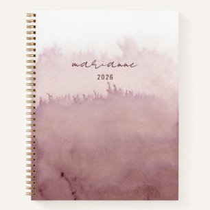 Dusty Rose Personalized Watercolor Script Sketch Notebook
