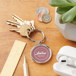 Dusty Rose Personalized Wedding Best Man Keychain