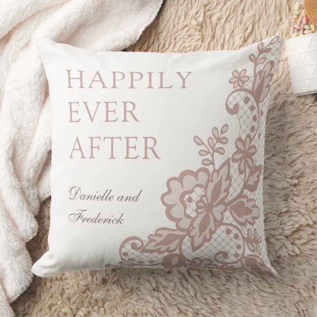 Dusty rose personalized wedding cotton throw pillow (Blanket)