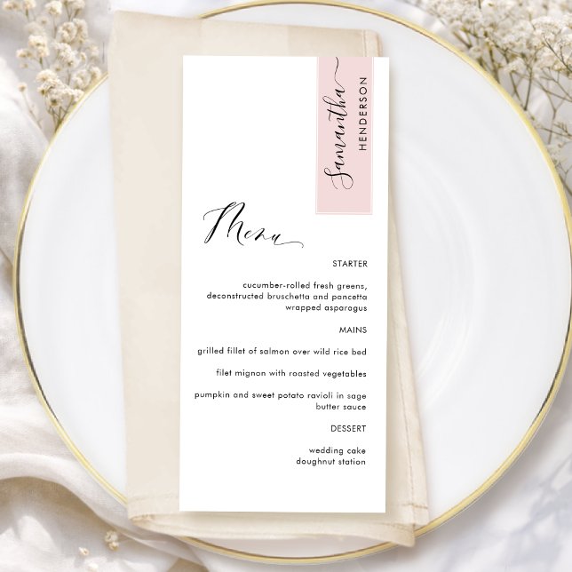 Dusty Rose Personalized with Guest Name Elegant Menu (Creator Uploaded)