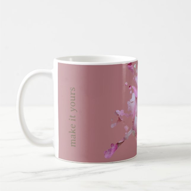  Dusty Rose Petals Mug - Monogram (Left)