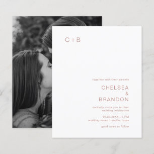 Dusty Rose Photo Budget Wedding Invitation