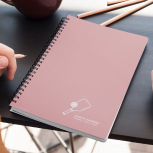 Dusty Rose Pickleball Paddle & Ball Personal Notebook