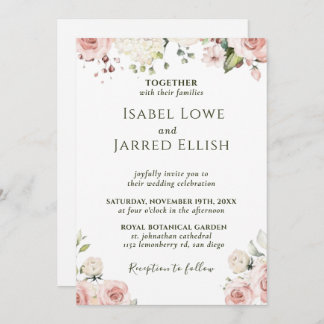Dusty Rose Pink All In One Wedding Invitation