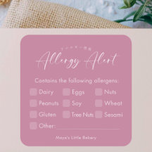 Dusty Rose Pink Allergy Alert Warning