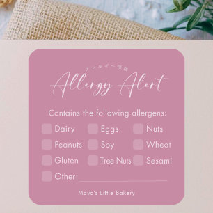 Dusty Rose Pink Allergy Alert Warning Square Sticker