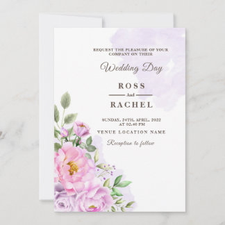 Dusty Rose Pink and Gold Floral Greenery Wedding I Invitation