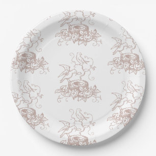 Dusty Rose Pink Bird Nest Baby Shower Paper Plate