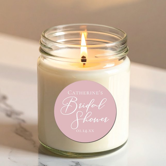 Dusty Rose Pink Bridal Shower Personalized Classic Round Sticker (Creator Uploaded)