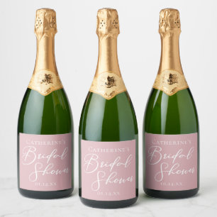 Dusty Rose Pink Bridal Shower Personalized Sparkling Wine Label