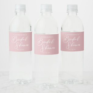 Dusty Rose Pink Bridal Shower Personalized Water Bottle Label