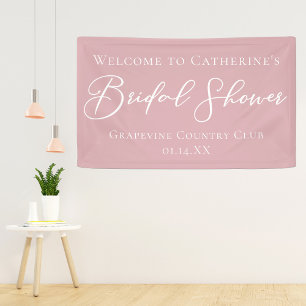 Dusty Rose Pink Bridal Shower Personalized Welcome Banner
