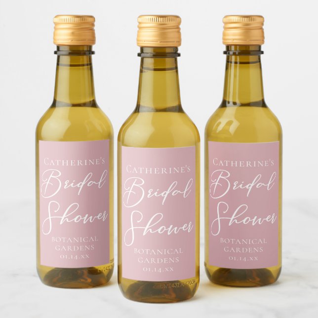 Dusty Rose Pink Bridal Shower Personalized Wine Label (Bottles)