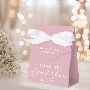 Dusty Rose Pink Bridal Shower White Personalized Favor Box