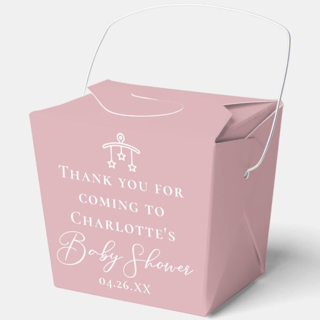 Dusty Rose Pink Chic Custom Baby Shower Fortune Favor Box (Front)