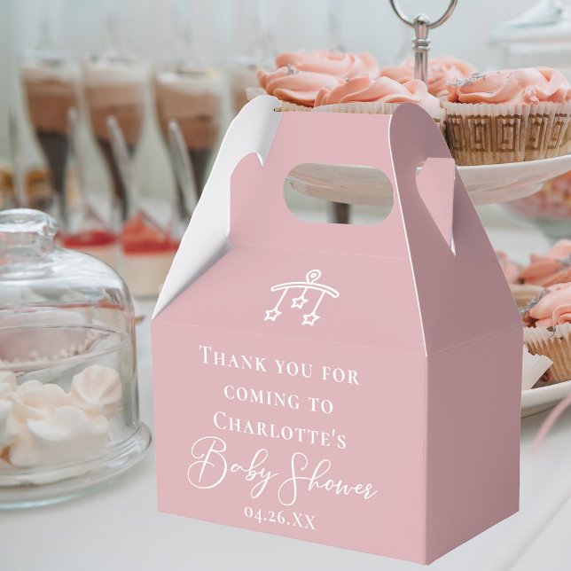 Dusty Rose Pink Chic Personalized Baby Shower Favor Box (Creator Uploaded)