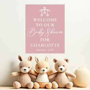 Dusty Rose Pink Chic Personalized Baby Shower Poster
