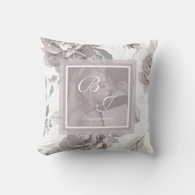 Dusty rose pink custom engagement keepsake  throw pillow (Front)