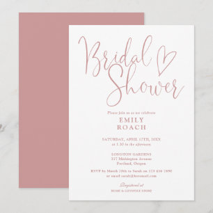 Dusty Rose Pink Elegant Script Bridal Shower Invitation