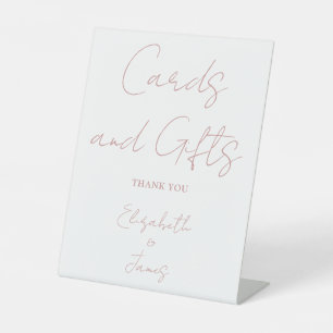 Dusty Rose Pink Elegant Script Cards And Gifts Pedestal Sign