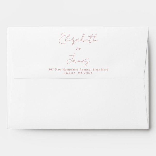 Dusty Rose Pink Elegant Script Return Address Envelope (Back (Top Flap))