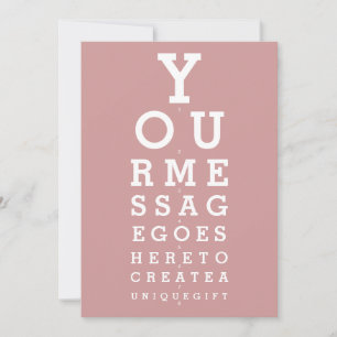 Dusty Rose Pink Eyesight Test Custom Message Invitation