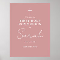 Dusty Rose Pink First Holy Communion Welcome Sign