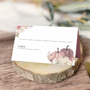 Dusty Rose Pink Floral Pumpkin  Place Card