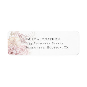 Dusty Rose Pink Floral Wedding Name Return Address