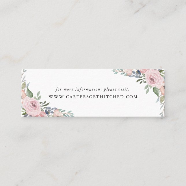 Dusty Rose Pink Floral Wedding Website Cards (Front)