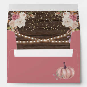 Dusty Rose Pink Floral Wood Pumpkin Envelope