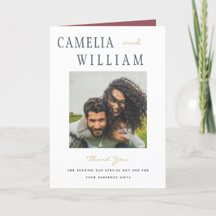 Dusty Rose Pink Gold Wedding PHOTO Thank You Card