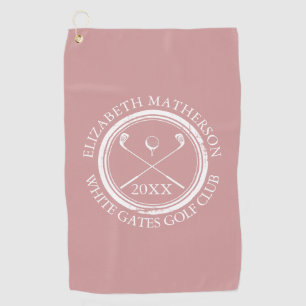 Dusty Rose Pink Golfer's Name Club Name and Date Golf Towel