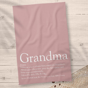 Dusty Rose Pink Grandma Granny Definition  Kitchen Towel