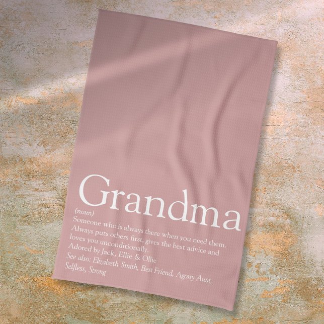 Dusty Rose Pink Grandma Granny Definition  Kitchen Towel (Dusty Rose Pink Grandma Granny Definition Kitchen Towel)