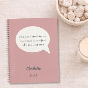 Dusty rose pink ivory inspirational goal quote notebook