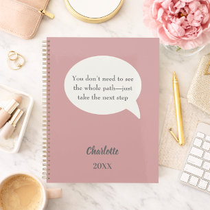 Dusty rose pink ivory inspirational goal quote planner