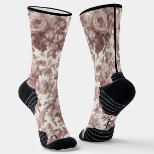 Dusty Rose Pink Marble Toile Crew Socks - Fit