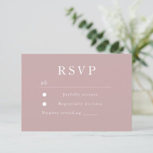 Dusty Rose Pink Mauve Wedding & Bridal RSVP Card