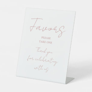Dusty Rose Pink Minimalist Elegant Script Favours Pedestal Sign